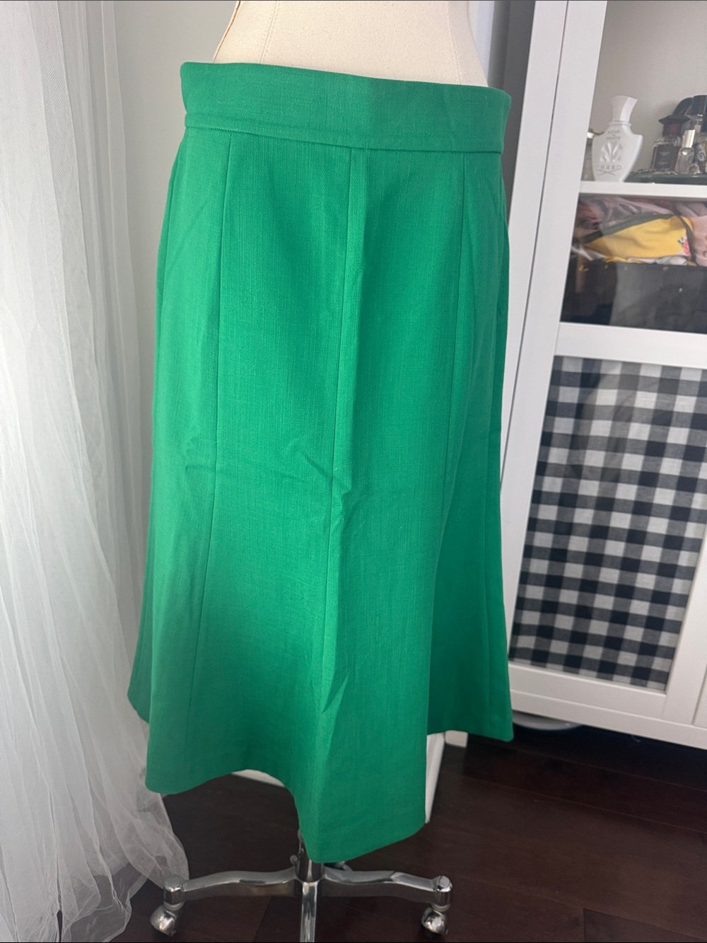 Ann Taylor Emerald Green Midi A-Line Skirt